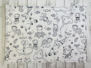Napperons à colorier/coton haute qualité/double/animaux marin/baleine